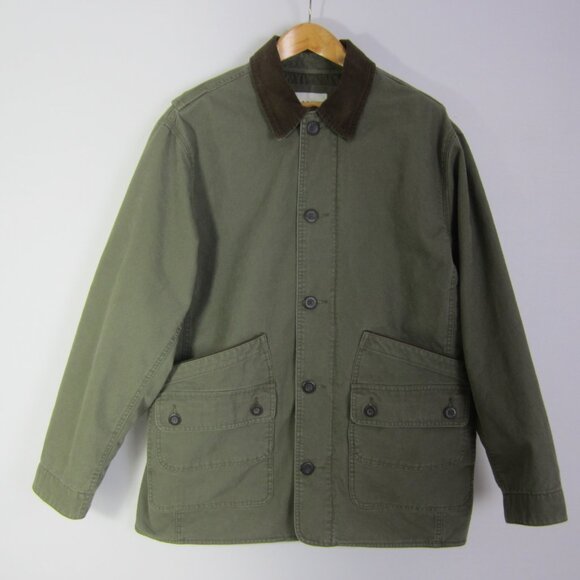 Vtg Orvis Men L Olive Green Barn Canvas Field Jacket Coat Corduroy Collar - Picture 13 of 13